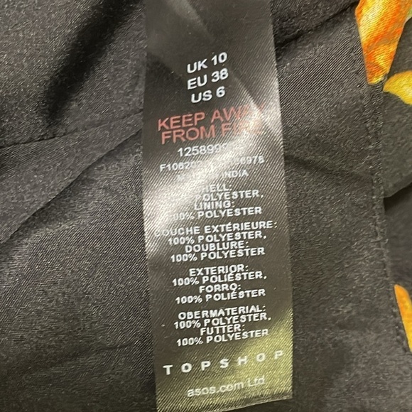 Topshop Women’s Black/Yellow Floral Wrap Mini Ruffle Dress Size 10 NWT - Picture 9 of 10